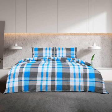 Duvet Cover Set Blue & Grey 140x200 cm Cotton - Hipomarket