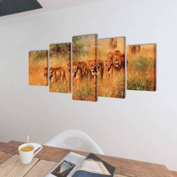 Canvas Wall Print Set - Lions 200 x 100 cm | Hipo Market