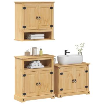 3 Piece Bathroom Furniture Set - Solid Wood Pine | HipoMarket