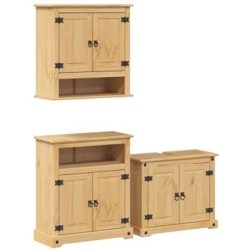 3 Piece Bathroom Furniture Set - Solid Wood Pine | HipoMarket