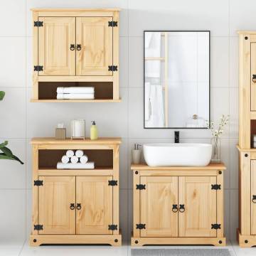 3 Piece Bathroom Furniture Set - Solid Wood Pine | HipoMarket