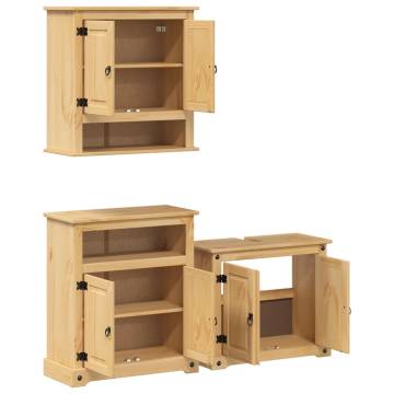 3 Piece Bathroom Furniture Set - Solid Wood Pine | HipoMarket