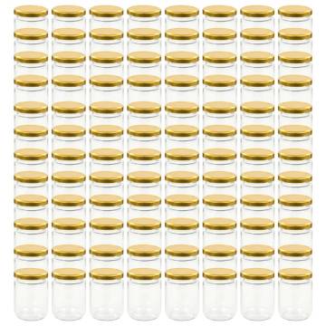 Glass Jam Jars with Gold Lid - 96 pcs 230 ml | HipoMarket UK