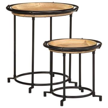 2 Piece Solid Wood Mango Side Table Set | Trendy & Durable