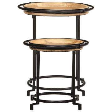 2 Piece Solid Wood Mango Side Table Set | Trendy & Durable