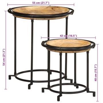 2 Piece Solid Wood Mango Side Table Set | Trendy & Durable