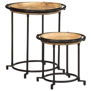 2 Piece Solid Wood Mango Side Table Set | Trendy & Durable