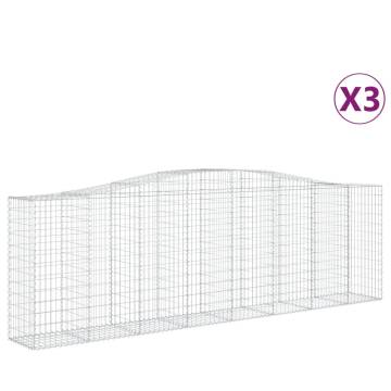 Arched Gabion Baskets - 3 pcs Galvanised Iron 400x50x120/140 cm