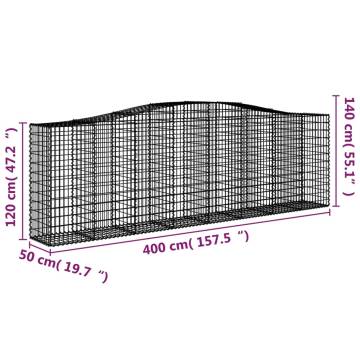 Arched Gabion Baskets - 3 pcs Galvanised Iron 400x50x120/140 cm