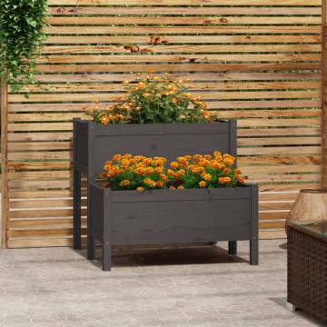 Grey Wooden Planter 84.5x84x75 cm - Solid Pine