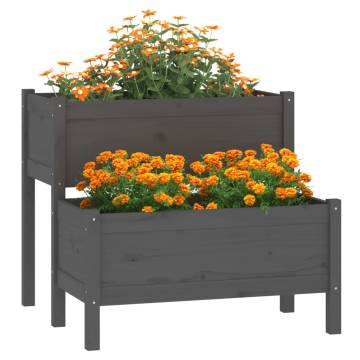 Grey Wooden Planter 84.5x84x75 cm - Solid Pine