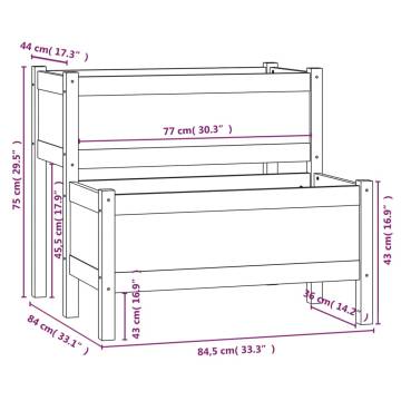 Grey Wooden Planter 84.5x84x75 cm - Solid Pine