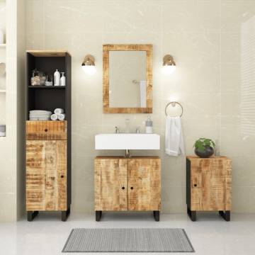 4 Piece Bathroom Furniture Set - Solid Wood Mango | HipoMarket