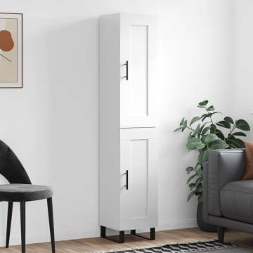 Stylish Highboard High Gloss White - 34.5x34x180 cm