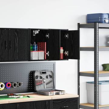 Garage Wall Cabinets - 2 pcs Black Engineered Wood | Hipo Market