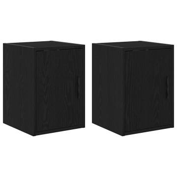 Garage Wall Cabinets - 2 pcs Black Engineered Wood | Hipo Market