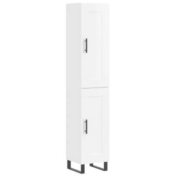 Stylish Highboard High Gloss White - 34.5x34x180 cm