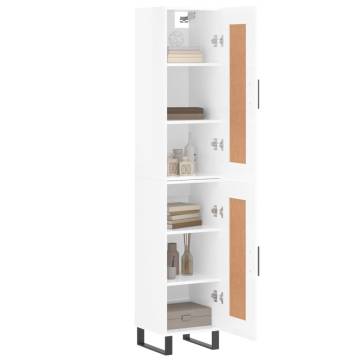 Stylish Highboard High Gloss White - 34.5x34x180 cm