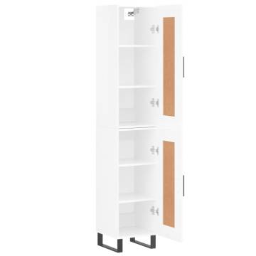 Stylish Highboard High Gloss White - 34.5x34x180 cm