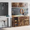 Garage Cabinets - 2 pcs Smoked Oak Engineered Wood | HipoMarket