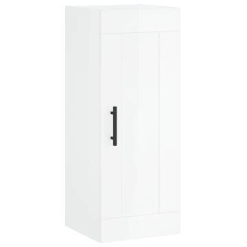 Stylish Highboard High Gloss White - 34.5x34x180 cm