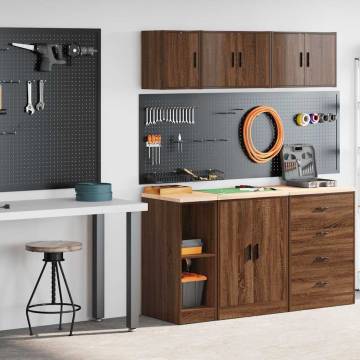 Garage Cabinets 2 pcs Brown Oak Engineered Wood | HipoMarket