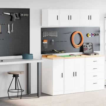 2 Pcs White Engineered Wood Garage Cabinets - Organise Your Space