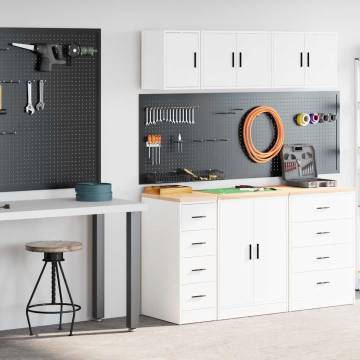 Garage Cabinets 2 pcs White Engineered Wood | HipoMarket UK