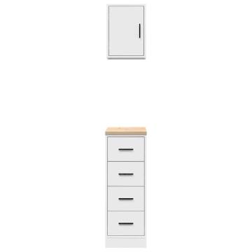 Garage Cabinets 2 pcs White Engineered Wood | HipoMarket UK