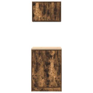 Garage Cabinets 2 pcs Smoked Oak Engineered Wood | HipoMarket