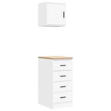 Garage Cabinets 2 pcs - White Engineered Wood | Hipo Market