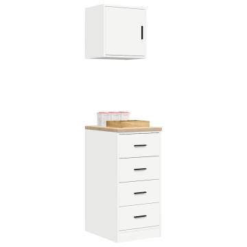 Garage Cabinets 2 pcs - White Engineered Wood | Hipo Market