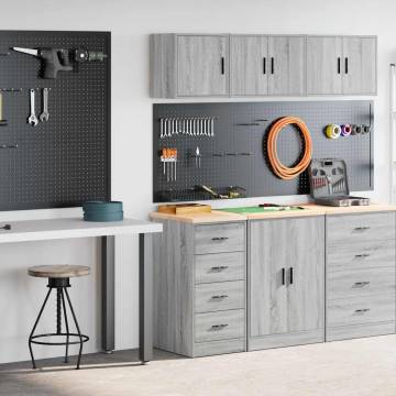 Garage Cabinets 2 pcs - Grey Sonoma Engineered Wood | Hipo Market