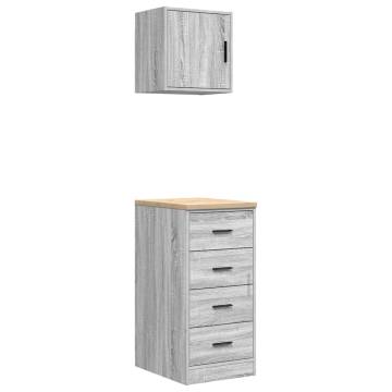 Garage Cabinets 2 pcs - Grey Sonoma Engineered Wood | Hipo Market