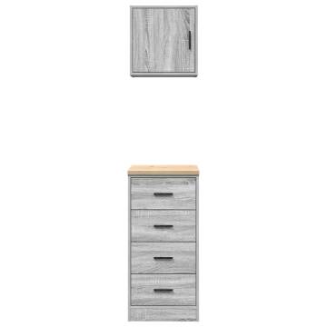 Garage Cabinets 2 pcs - Grey Sonoma Engineered Wood | Hipo Market