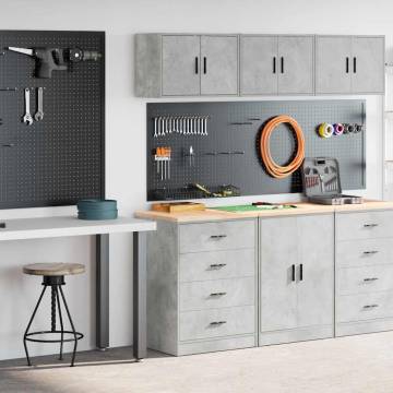 Garage Cabinets 2 pcs - Concrete Grey Engineered Wood