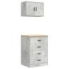 Garage Cabinets 2 pcs - Concrete Grey Engineered Wood