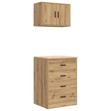 Durable Garage Cabinets - 2 pcs Artisan Oak Engineered Wood