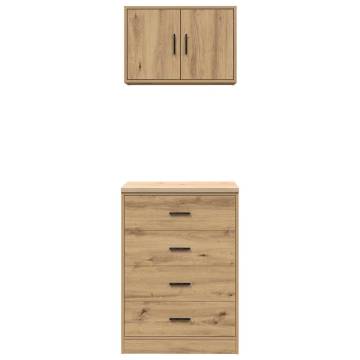 Durable Garage Cabinets - 2 pcs Artisan Oak Engineered Wood