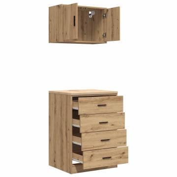 Durable Garage Cabinets - 2 pcs Artisan Oak Engineered Wood