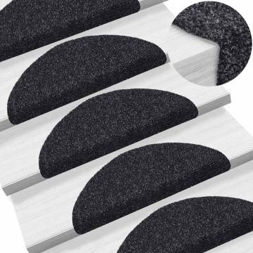 Stair Mats Self-Adhesive - 30 pcs Black | Hipomarket UK