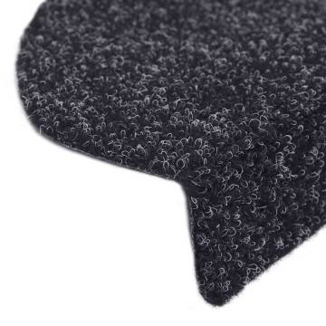 Stair Mats Self-Adhesive - 30 pcs Black | Hipomarket UK