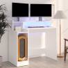 Desk with LED Lights White 97x45x90 cm Engineered Wood Colour white 