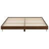 Brown Oak Bed Frame 140x200 cm - Engineered Wood & Metal Legs