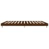 Brown Oak Bed Frame 140x200 cm - Engineered Wood & Metal Legs