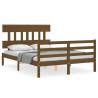 Honey Brown Small Double Bed Frame with Headboard | HipoMarket