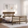 Honey Brown Small Double Bed Frame with Headboard | HipoMarket