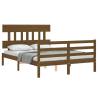 Honey Brown Small Double Bed Frame with Headboard | HipoMarket