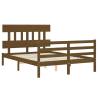 Honey Brown Small Double Bed Frame with Headboard | HipoMarket