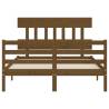 Honey Brown Small Double Bed Frame with Headboard | HipoMarket